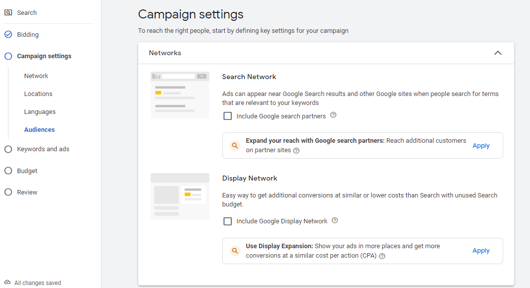 Adjusting campaign settings