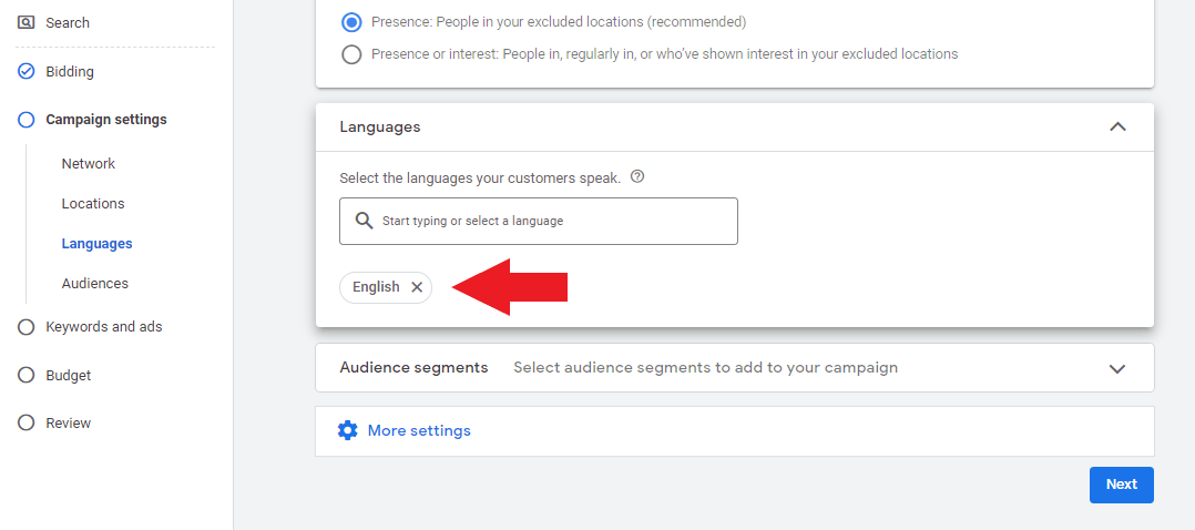 Set language of customers