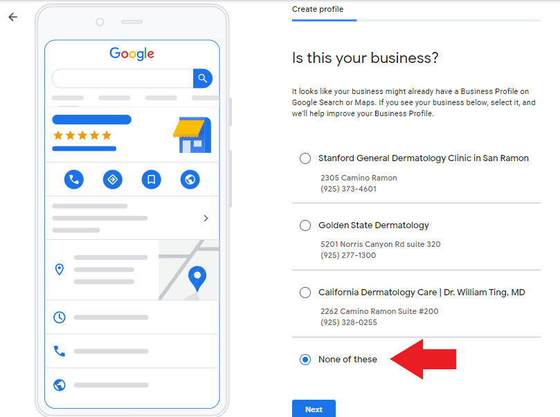Select "none of these businesses"
