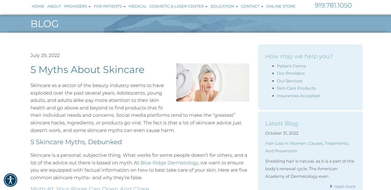 Dermatology blog debunking skincare myths