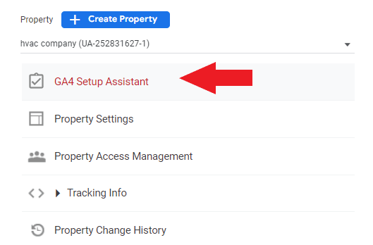 Setup GA4 assistant for HVAC company
