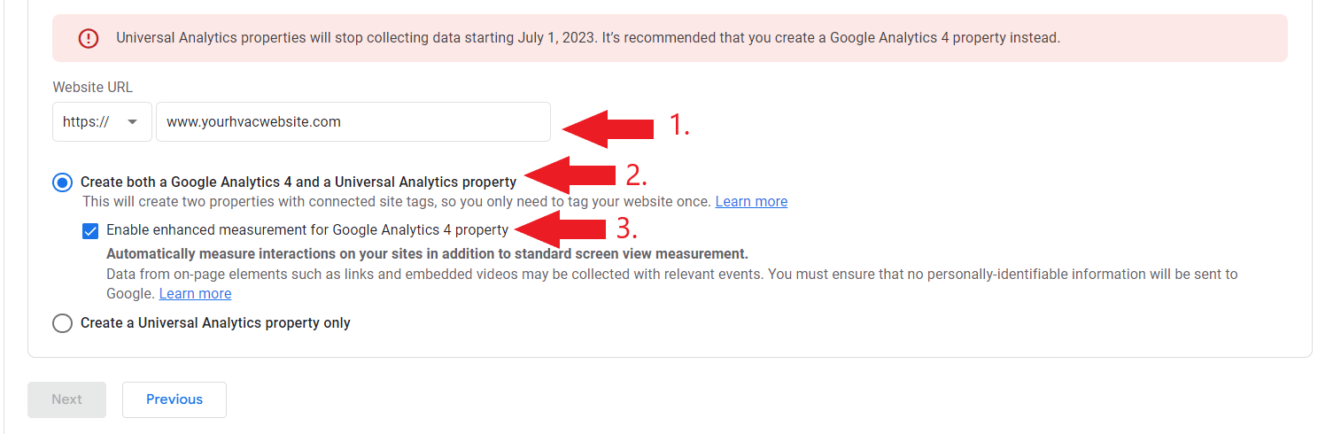 Set up Google Analytics Property