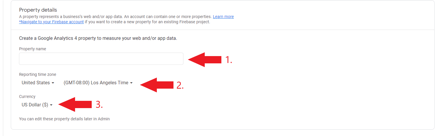 Google Analytics property data