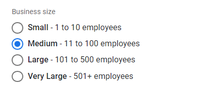 Set HVAC company business size in Google Analytics