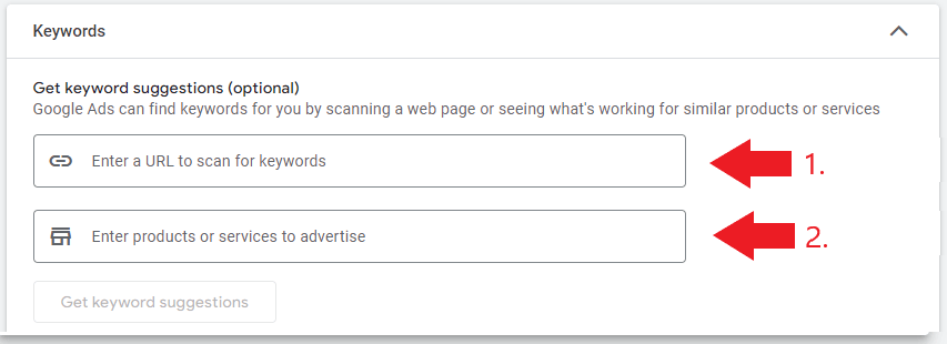 Get keyword suggestions for HVAC company ad