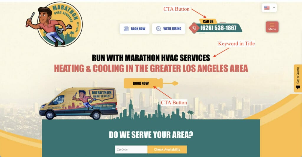 hvac service example using key elements for ppc campaign