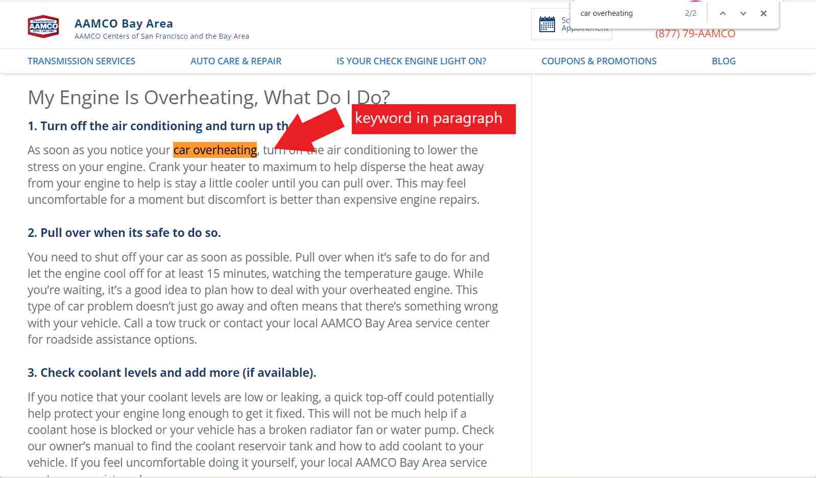 Focus keyword in paragraph