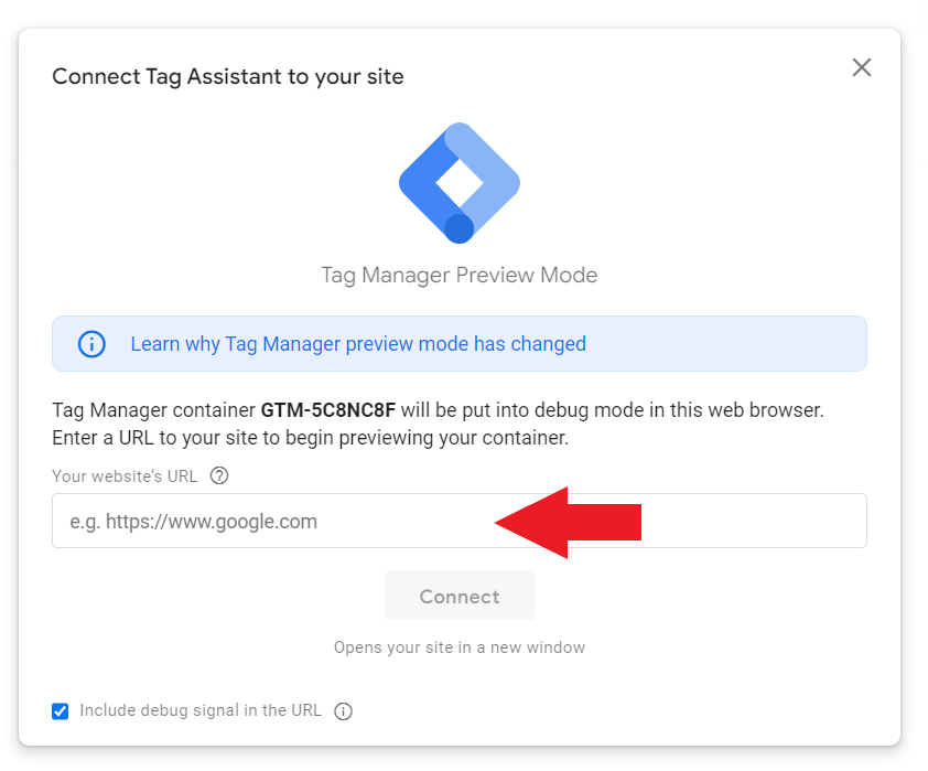 Tag manager preview mode