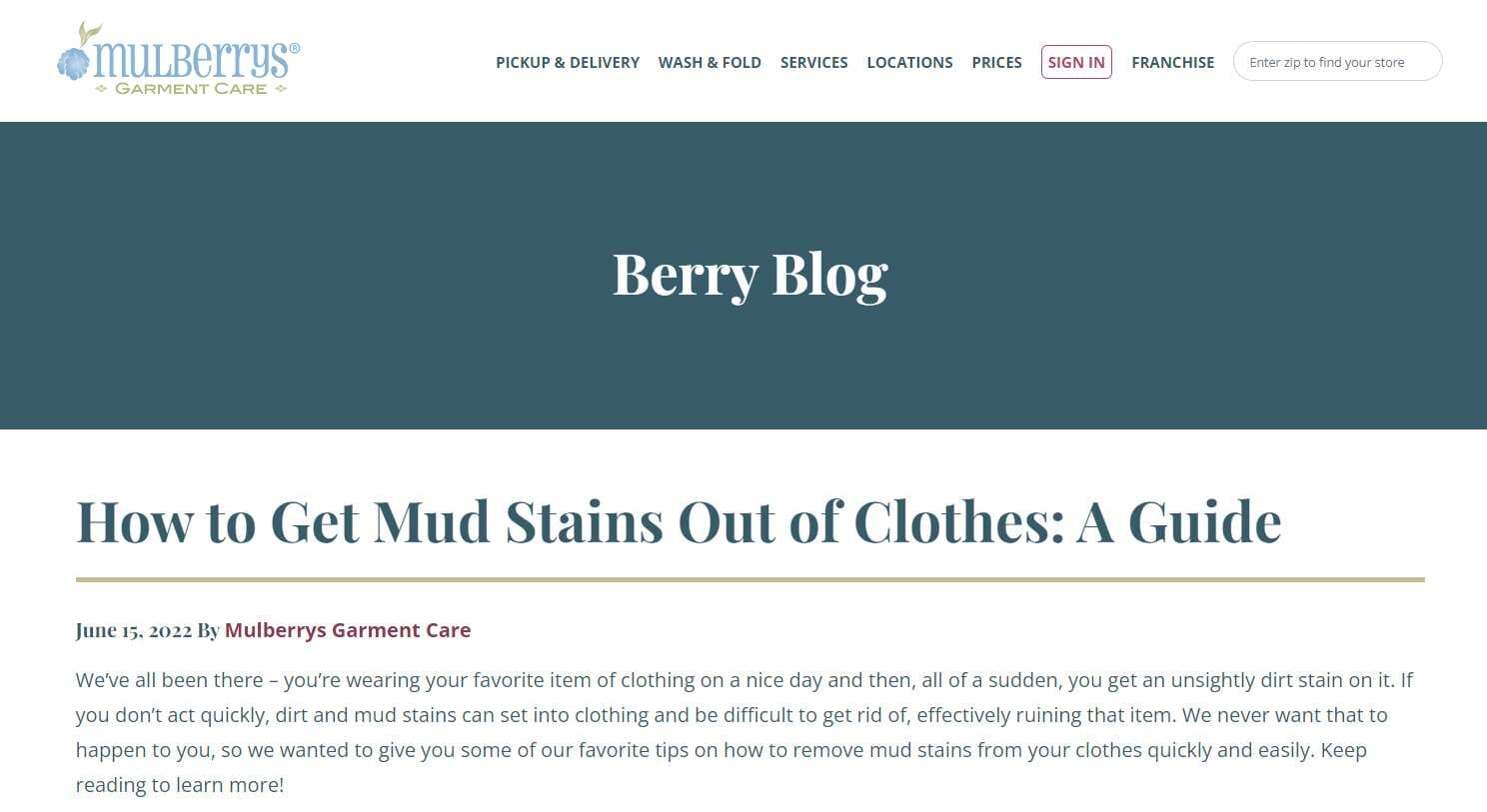 Dry cleaning blog on how to get mud stains out of clothes