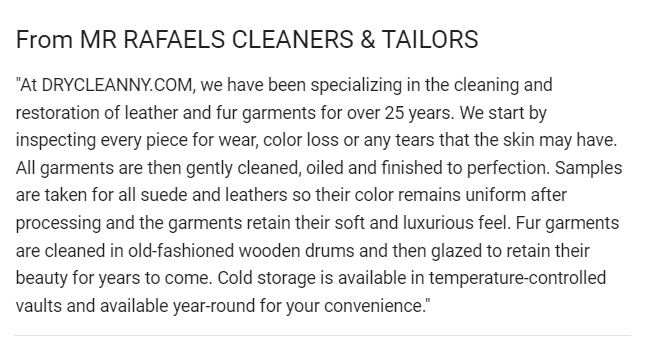 Dry cleaning business description