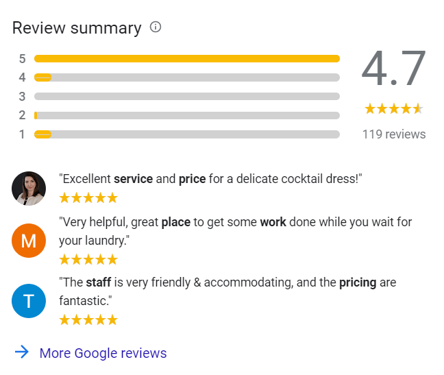 Google My Business Reviews for dry cleaning shops