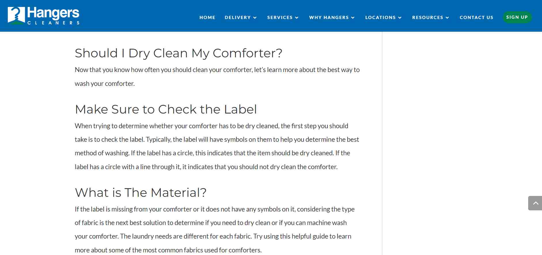 Dry cleaning blog with readable content