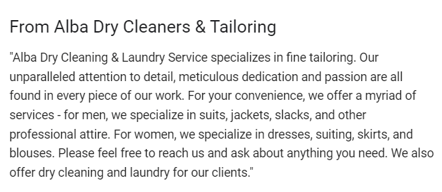 Dry cleaning business description
