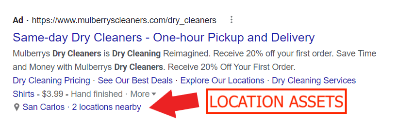 location assets for dry cleaning