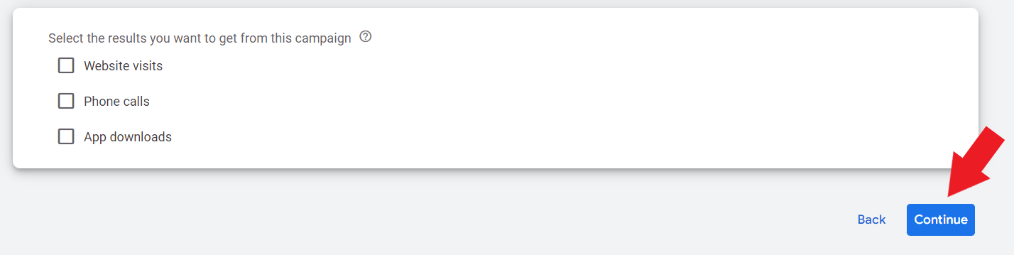 Select Google Ad campaign result