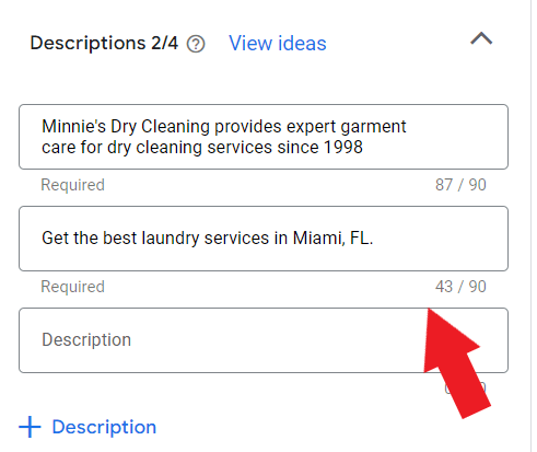 Dry cleaning Ad descriptions