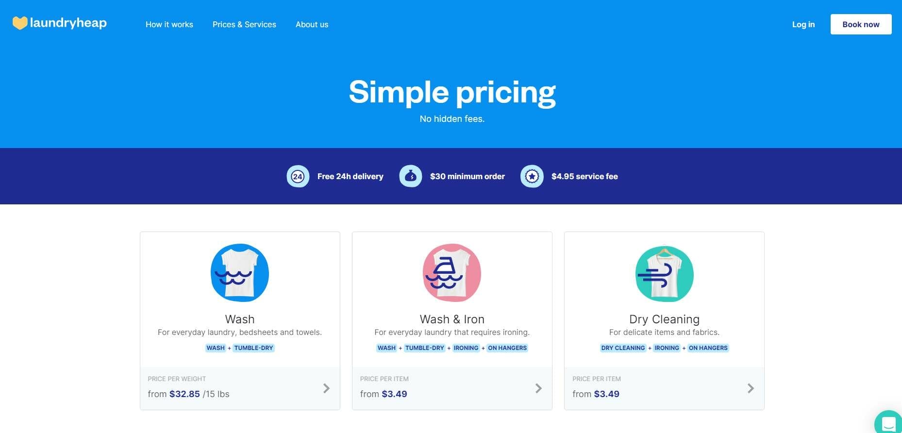 Dry cleaning business landing page