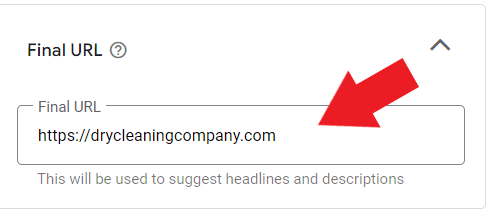 Enter dry cleaning website URL