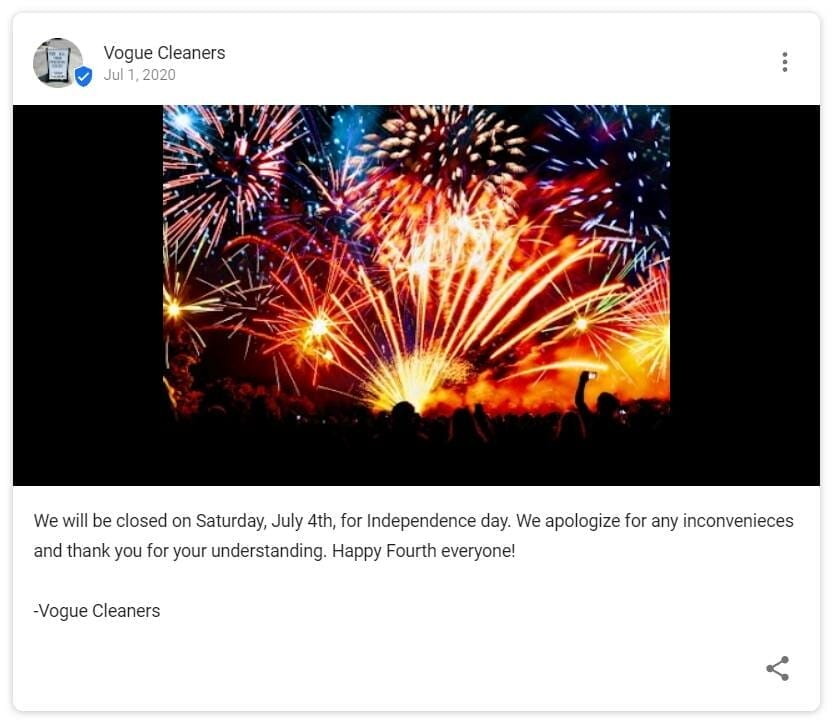 Update from a dry cleaning business