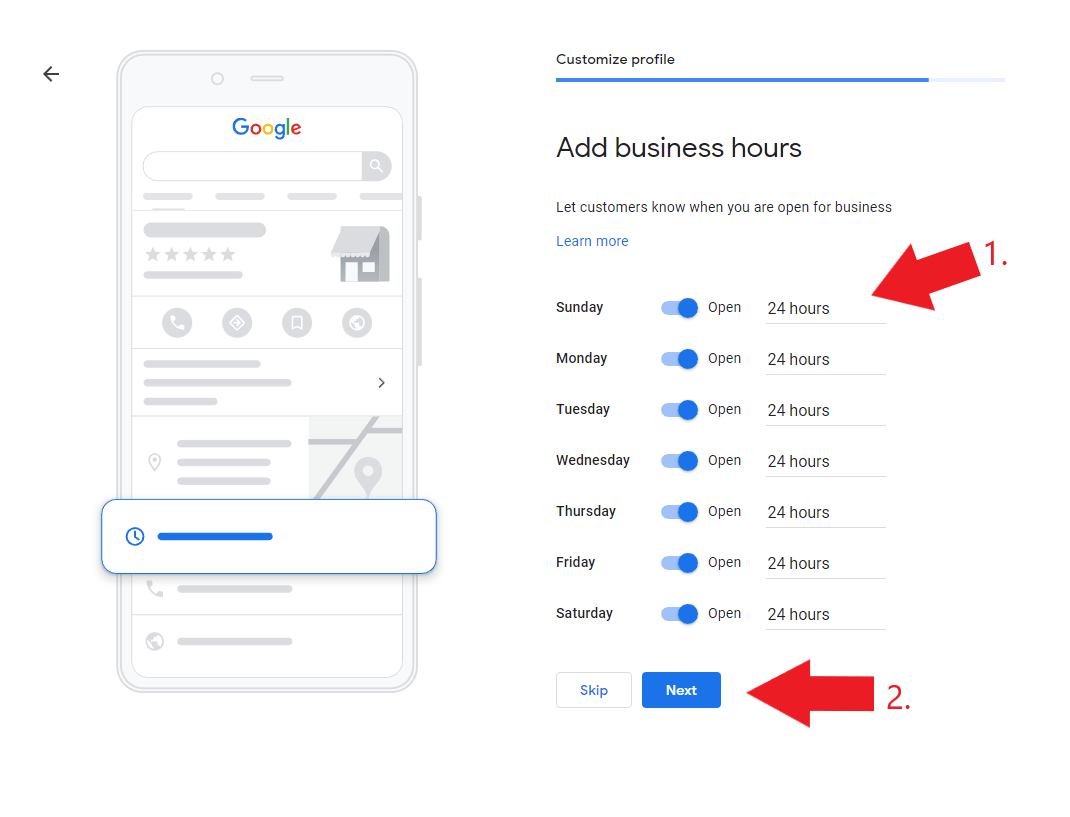 Setup dry cleaning business hours