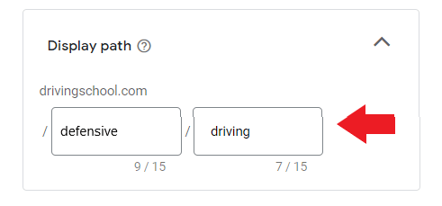 Display path driving school ad