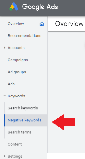Hover to negative keywords
