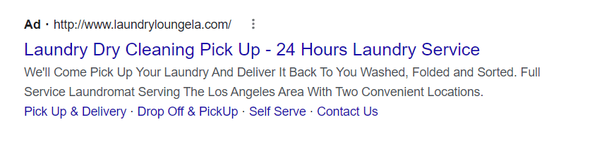 Dry cleaning ad based from Google's Search Results