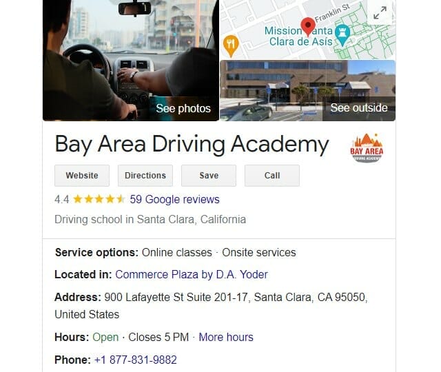 Business Profile of a driving school with updated details