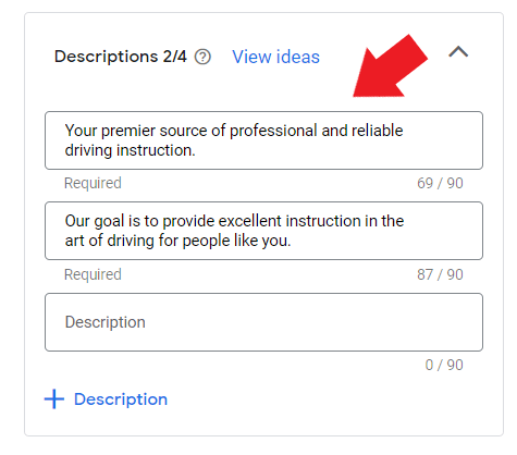 Write your driving school ad description