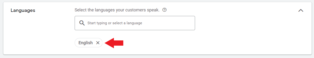 Select Google Ads language