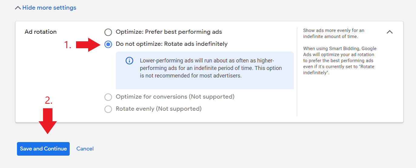 Google Ads for driving schools ad rotation