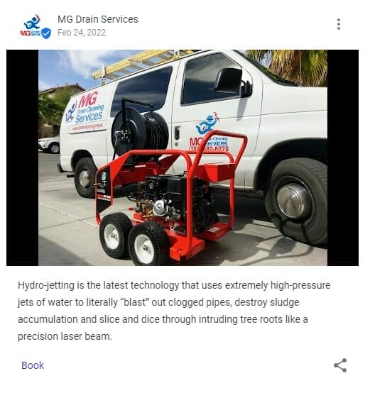 Google My Business post about the latest technology used by a plumbing company