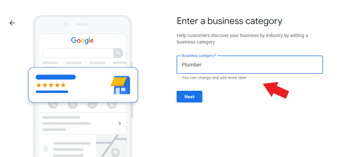 Select primary business category