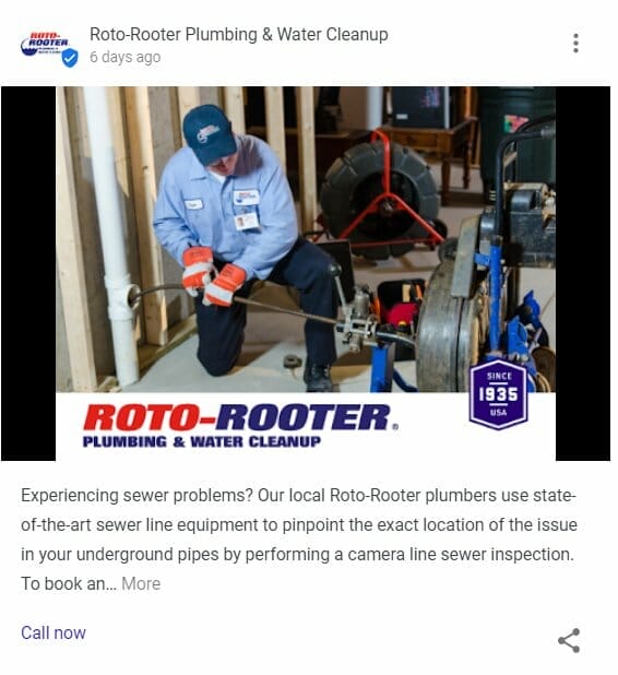 GMB Post from a plumbing company