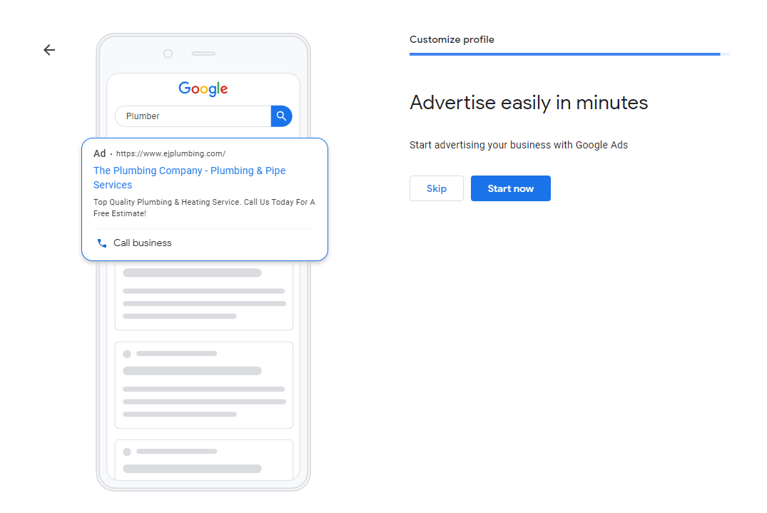 Advertise plumbing company on Google Ads