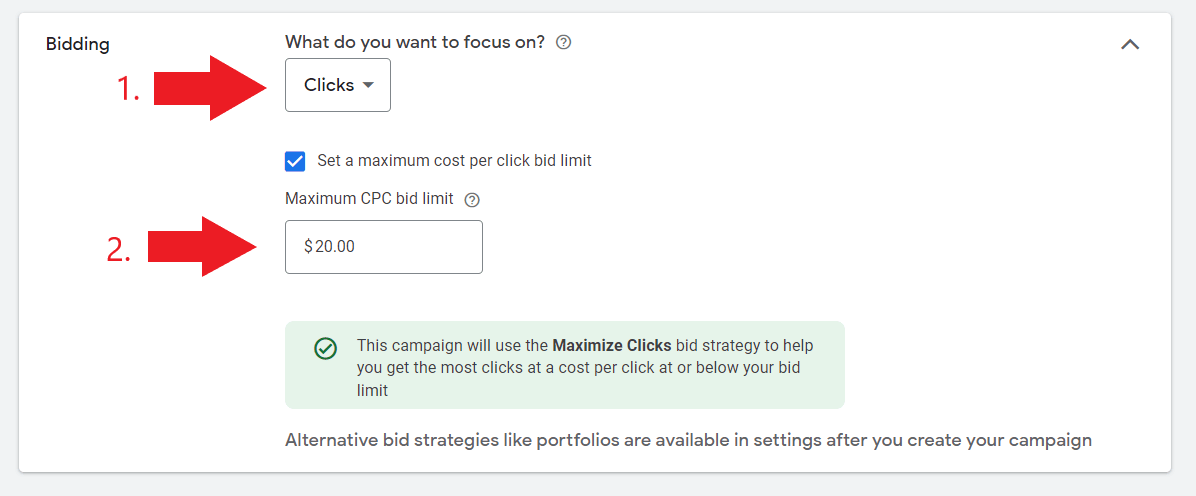 Set tree removal ad campaign bid