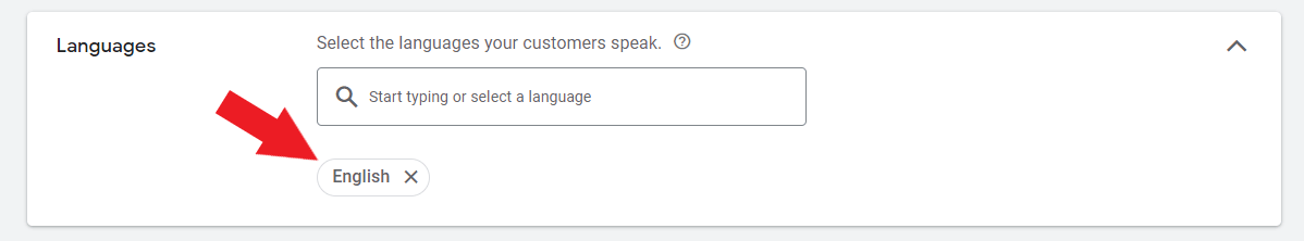 Select language for ad campaigns
