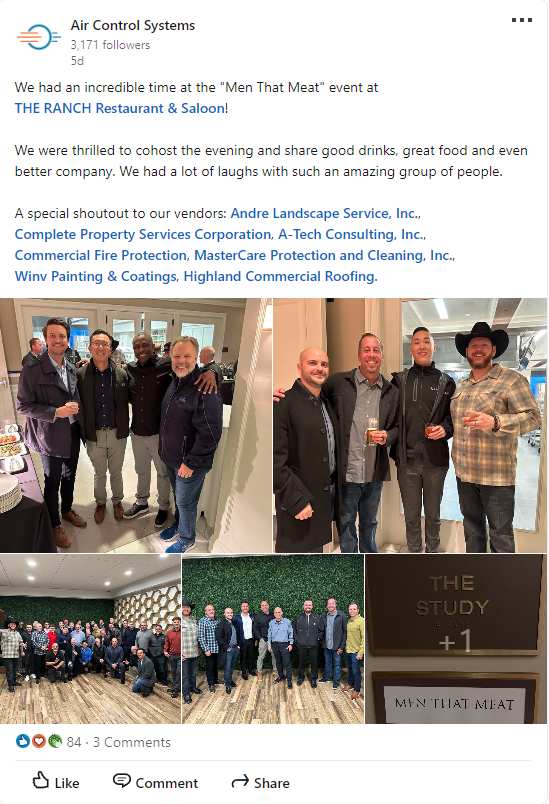 LinkedIn post from an HVAC company about an event their staff attended to