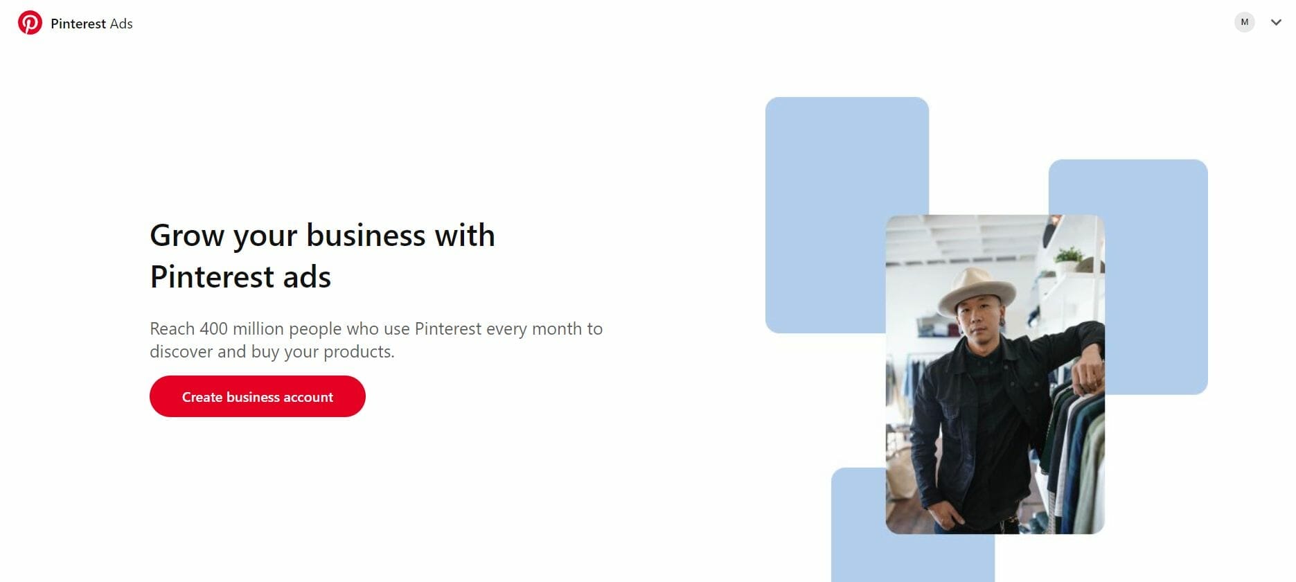 Pinterest ads homepage