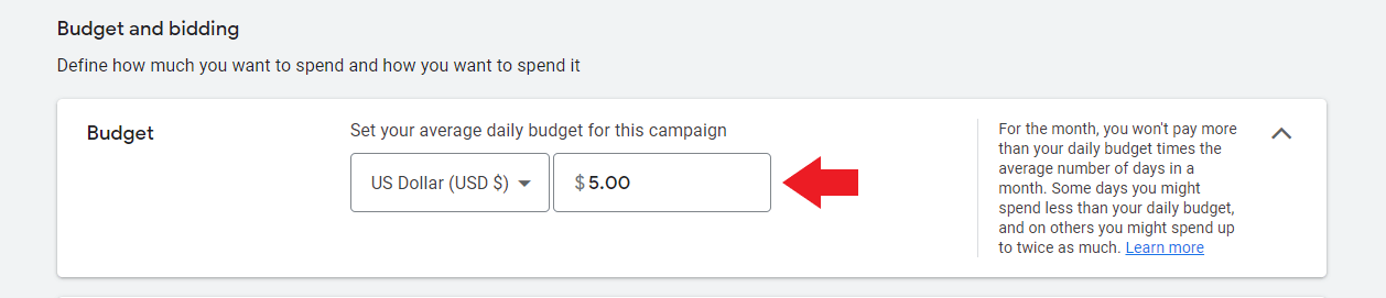 Set advertising budget