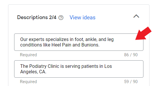 Podiatrist ad descriptions