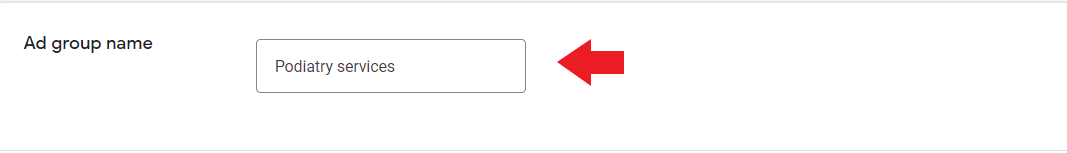 Create a name of podiatrist ad group