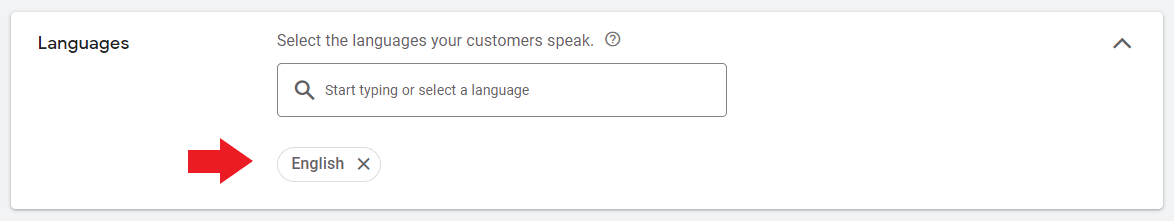 Enter English as target language