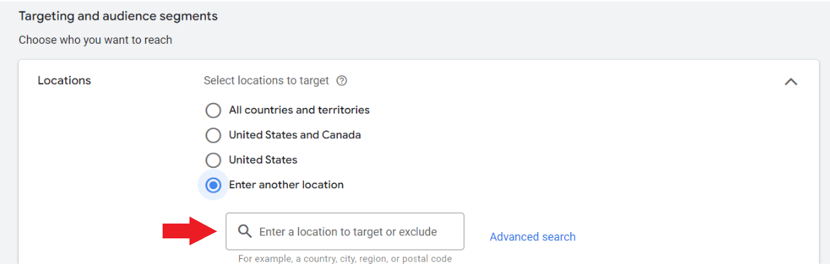 Enter podiatrist ad target location