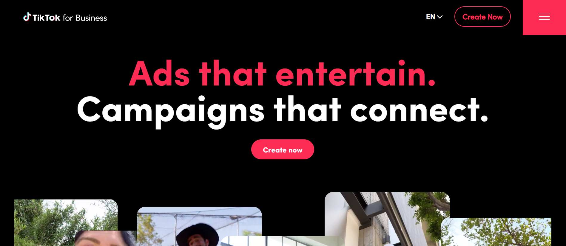 TikTok for Business homepage