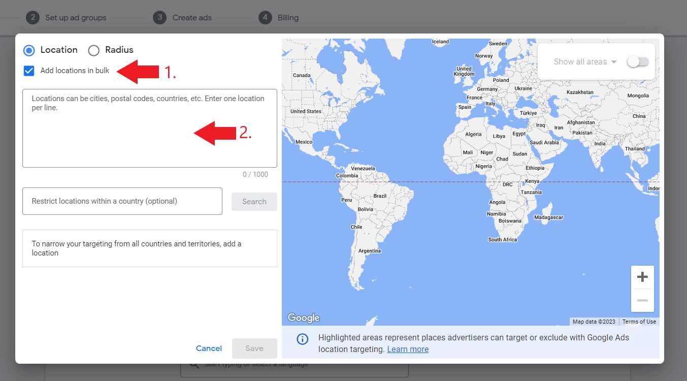 Add target location by bulk