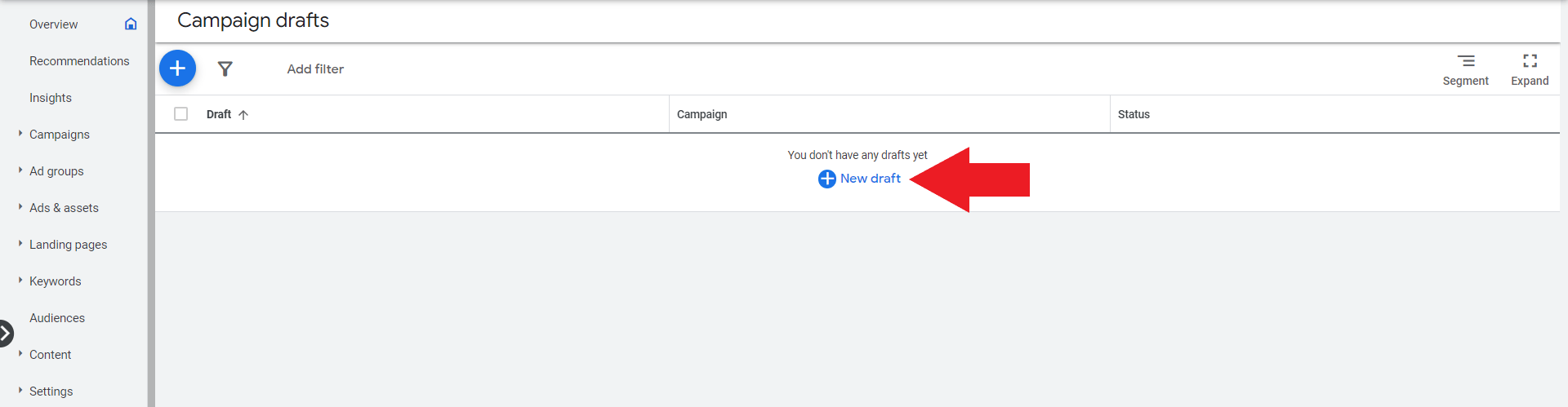 Creating draft campaigns for tree removal ads