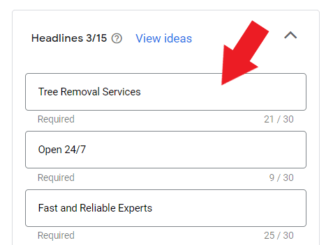 Writing tree removal ad headlines