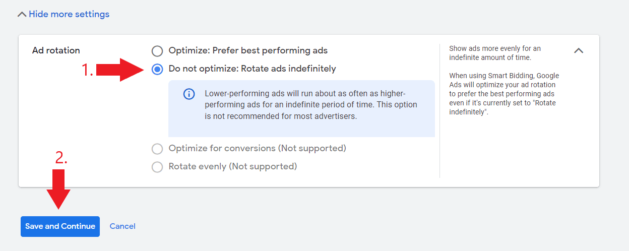 Google Ads for tree removal ad rotation