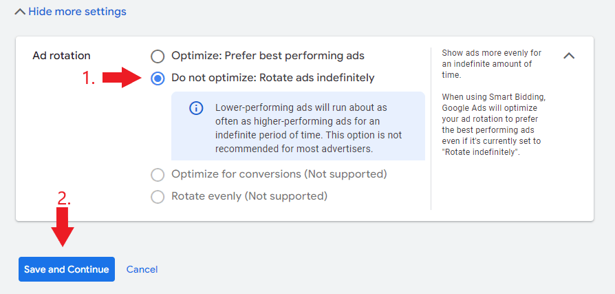 Do not optimize ad rotation